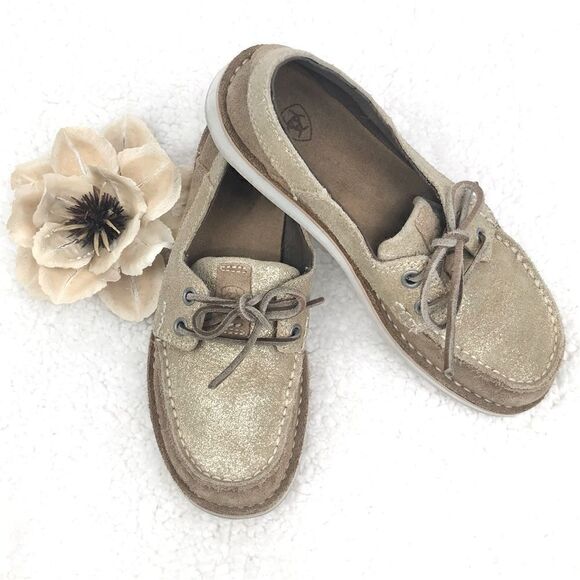 Ariat Cruiser Castaway Gold tone Lace Top Boat Shoes - Picture 1 of 10